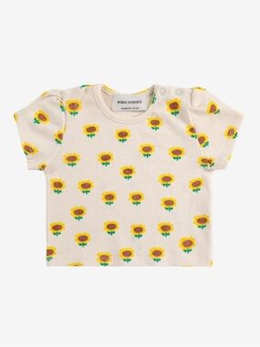 Bobo Choses Cream Tee with Yellow Sunflower Print